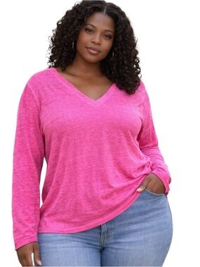 Chicos 100% Linen Popover Tunic Top Washed Pink  Size 3 (XL) Resortwear Momcore